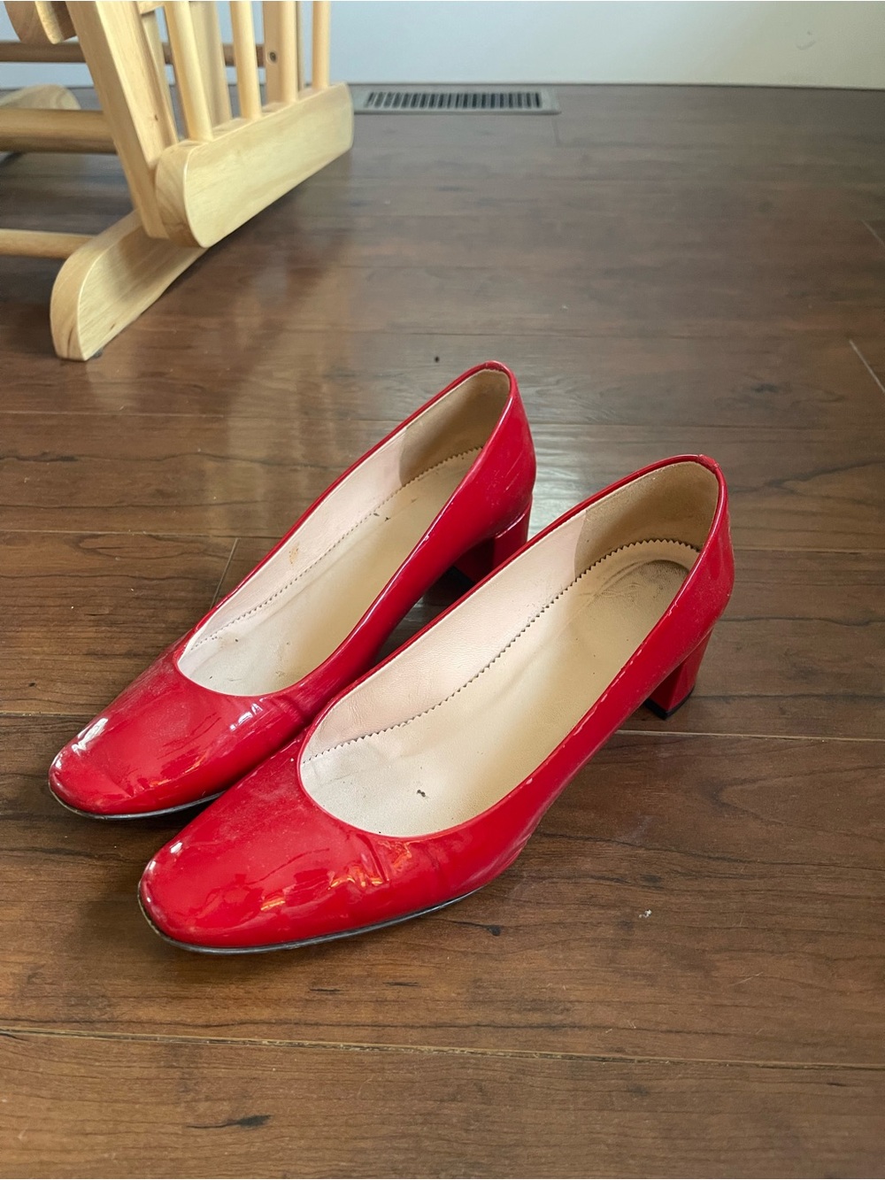 J.Crew Red Patent Mid Heel Pumps